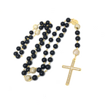 Load image into Gallery viewer, Onyx and Gold Rosary
