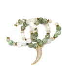 Load image into Gallery viewer, Money &amp; Abundance Green Tibetan agate &amp; White Jade Stack
