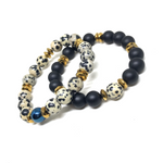 Load image into Gallery viewer, Onyx and Dalmatian Jasper Bracelet
