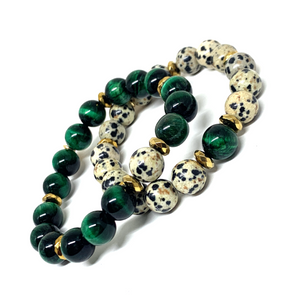 Dalmatian Jasper & Green Tigers Eye Bracelet