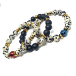 Load image into Gallery viewer, Onyx and Dalmatian Jasper Bracelet
